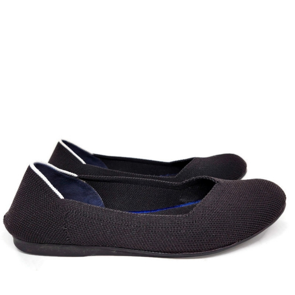 Rothy's The Flat Black White Halo Retired Round-Toe Slip-On Flats - Picture 3 of 10